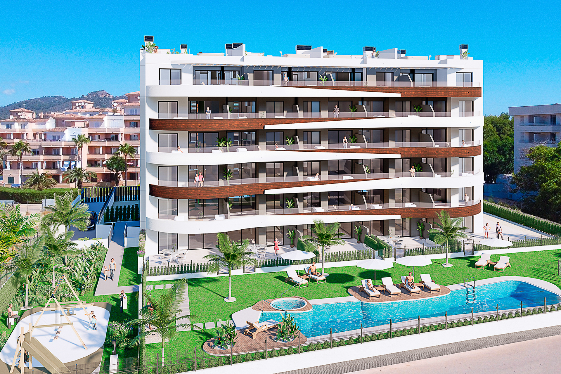 Exclusive new construction: 1st floor flat with 2 bedrooms, south-balcony, and community pool, 07560 Sa Coma (Spain), Apartment